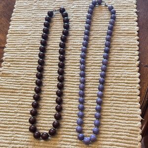 Purple and Brown Beaded Necklace Set - Classic Women's Jewelry